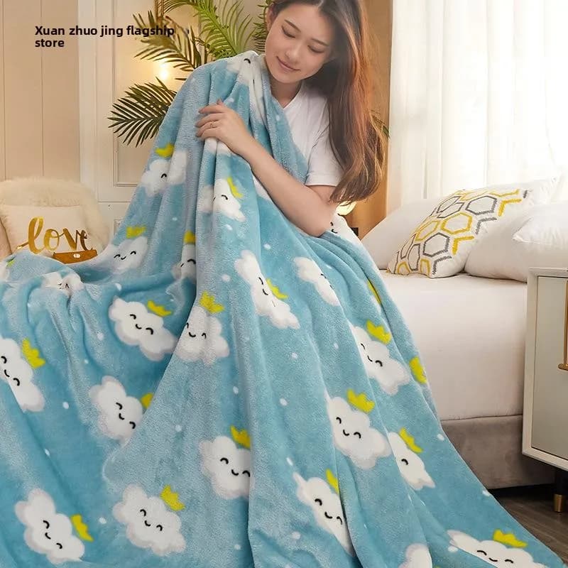 Coperta trapuntata in velluto, coperta per divano a riscaldamento rapido, coperta in velluto latte per pisolino, coperta universale per letto quattro stagioni, stile americano.