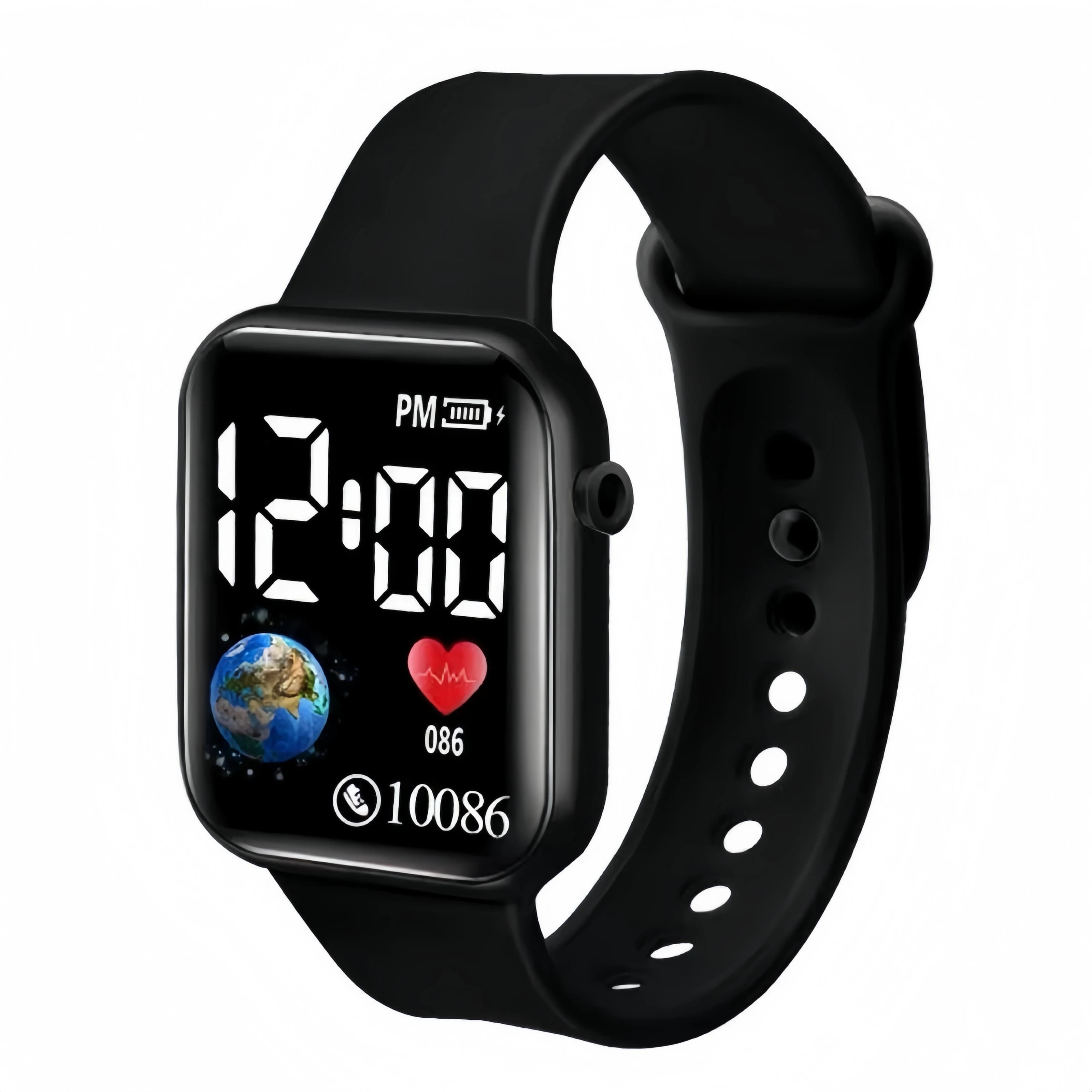 Orologio da polso digitale a LED bianco e nero, orologio sportivo con controllo touch, dimensioni regolabili per uomo, donna, ragazzo, ragazza, uso quotidiano.