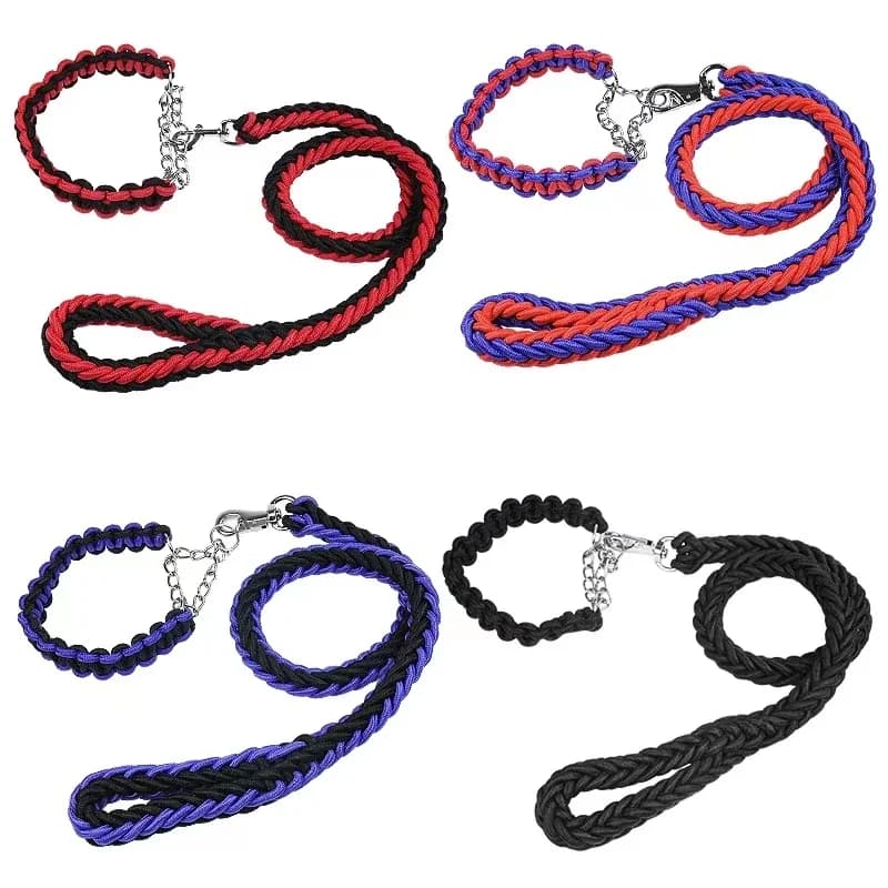 Guinzaglio per cani in Nylon grosso Super resistente da 130cm guinzaglio per cani regolabile a doppia fila in tela verde militare per Set di guinzagli per cani di taglia media