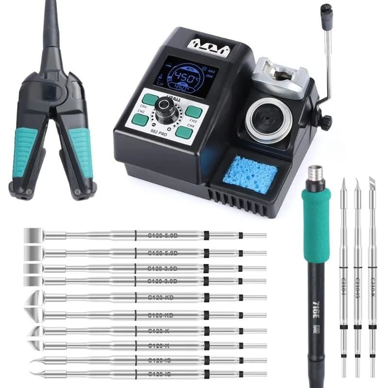 982PRO Dual Function Soldering Rework Station Tweezer & C210 Soldering Iron Kit for Precision Circuit Board Maintenance
