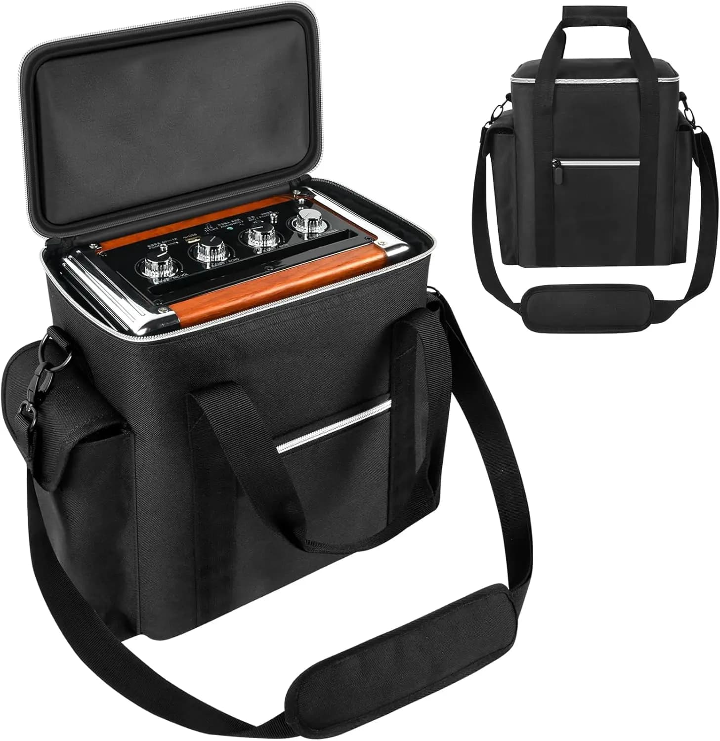 Laptop Bag for Karaoke with Wireless Microphone Holder, Bluetooth Speaker Case, Remote Control Box, Charging Cable Holder