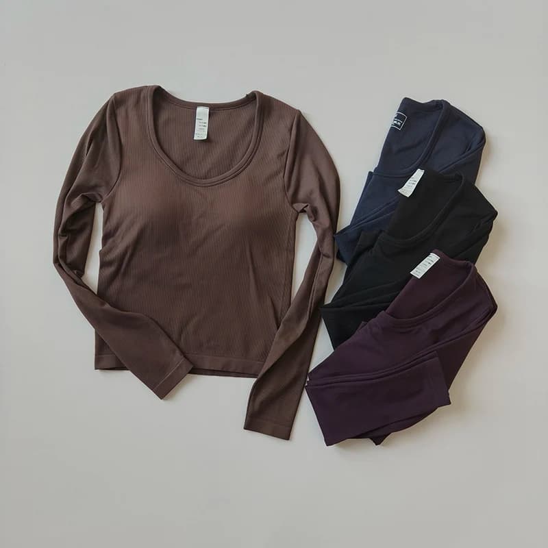 Abbigliamento da palestra traspirante da donna, sottile, sexy, con spalline incrociate, a maniche lunghe, per yoga, pilates, per fitness, corsa, t-shirt coprente