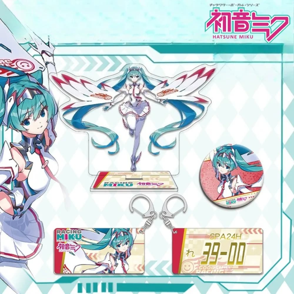 Hatsune Miku Anime Merch Racing Keychain Acrylic Support Distinctive desk backpack Decoration Party gift for fans of musical souls