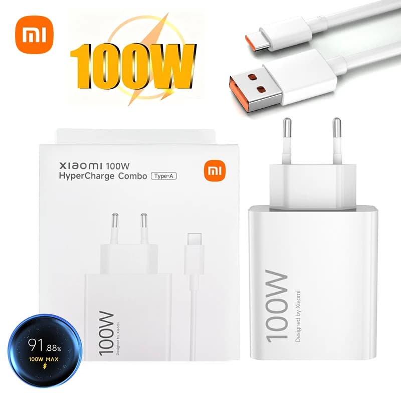 Caricabatterie Originale Xiaomi 100W Turbo Fast Charge, Adattatore USB per Xiaomi 17 POCO F8 Ultra X7 X8 Pro F8 F7 M8 Note 15 Pro+