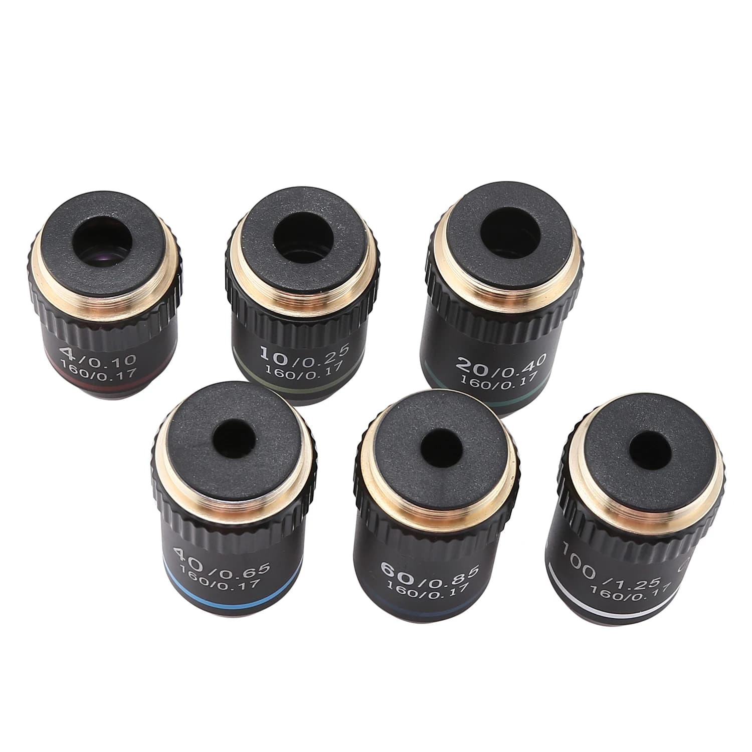 Parti per Microscopio: Obiettivo Acromatico 195, 160mm, 20.2mm, 4X/10X/20X/40X/60X/100X