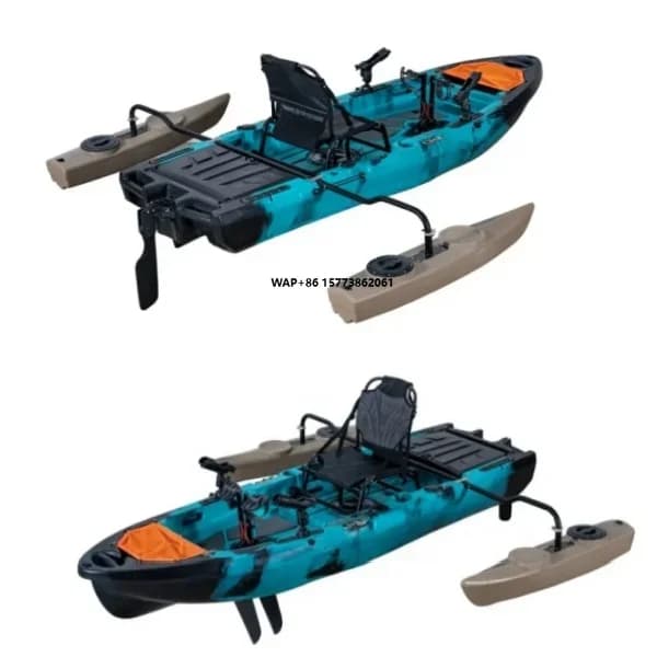 Canoa da Pesca a Motore Propel Peal Drive da 13 Piedi con Timone, Telaio, Sedia e Pagaia per Oceano, Acqua Dolce e Fiume