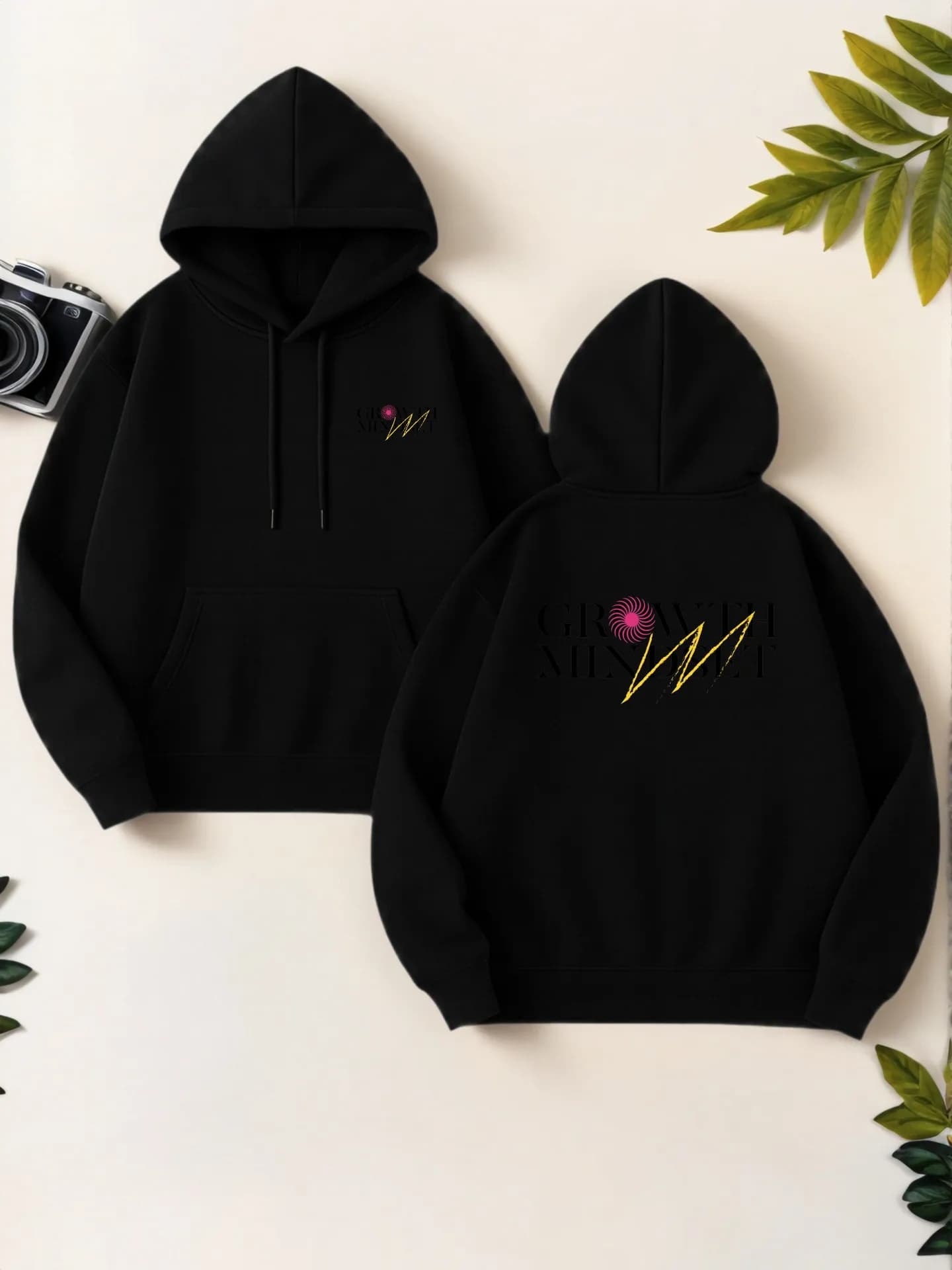 Felpa con cappuccio grafica con stampa di lettere Growth Mindset da donna, design estetico casual, misto cotone, abbigliamento casual quotidiano, per adolescenti