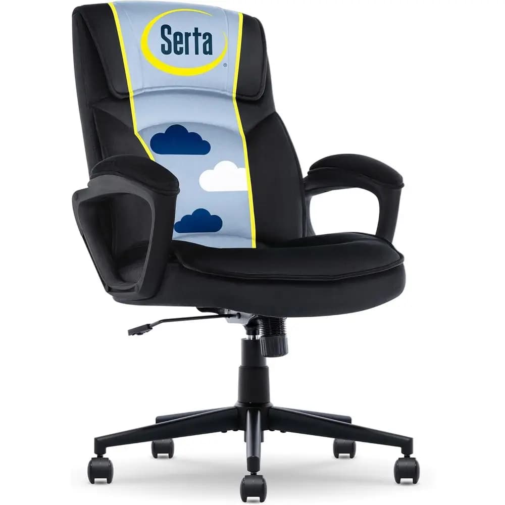 Sedia da ufficio direzionale ergonomica con supporto lombare, cuscino semi-morbido, cuscini per il corpo, braccioli imbottiti, base girevole, velluto nero
