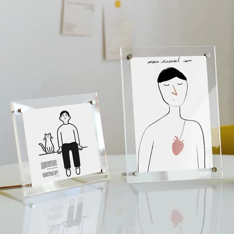 Transparent acrylic photo frame, table postcard, art photo, table display, frame, home decoration, ornaments