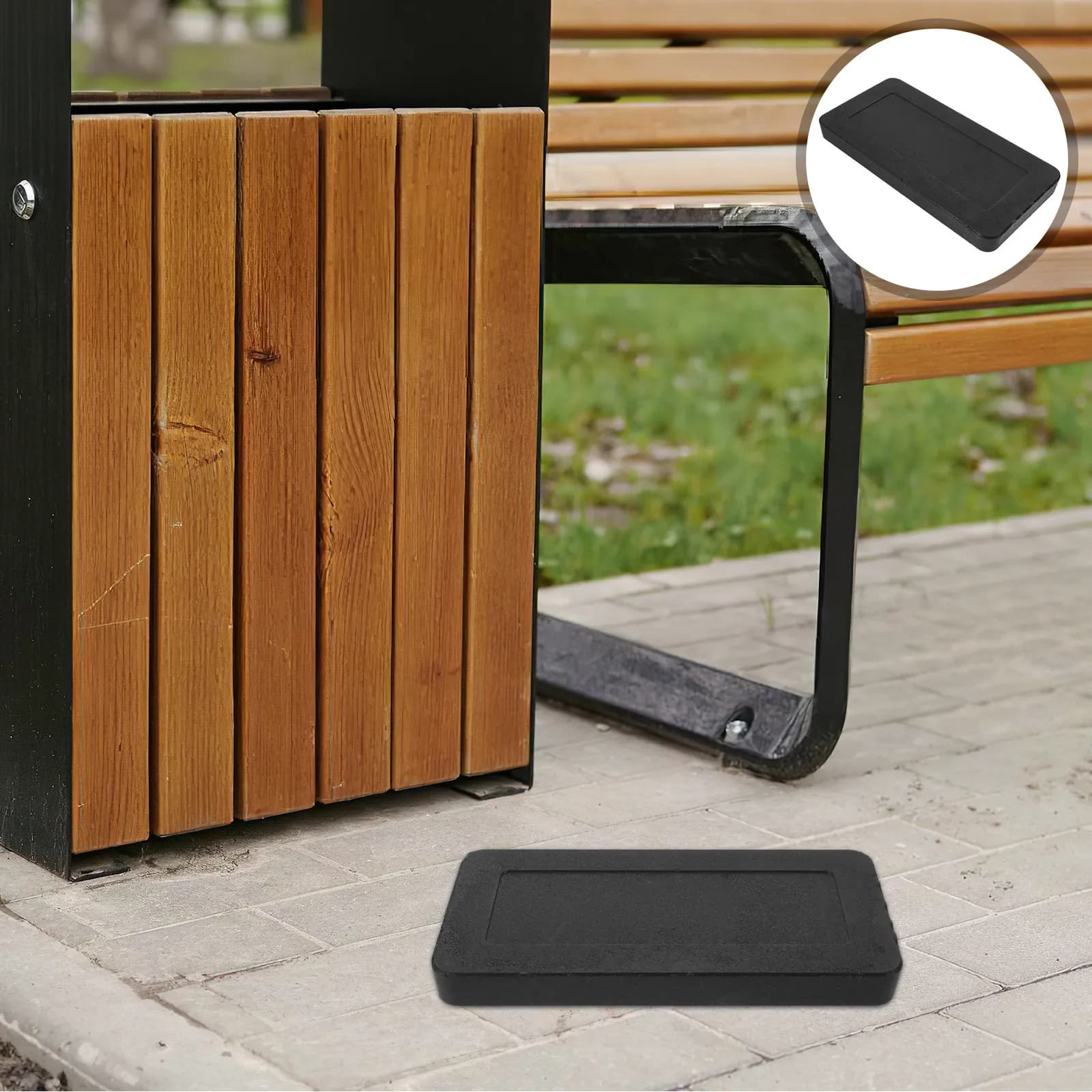 Trash Can Weight Base Heavy Duty Anti-Tip Insert 8x4x0.3 Stabilizing Bottom Plate Outdoor Wind Resistant Trash Bin Weight Block