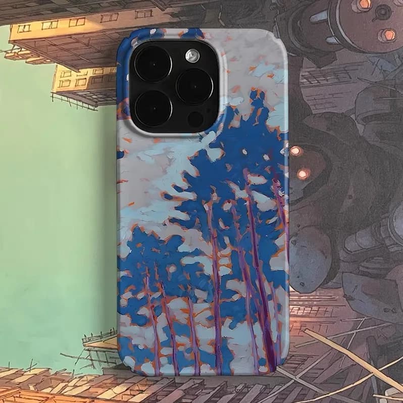 Custodia per telefono Blue Pink Graffiti Forest Art per IPHONE 17 16E 15 PROMAX 14 Plus 13 12 MINI 11 PRO 16Plus XR XS Cover per telefono in acrilico
