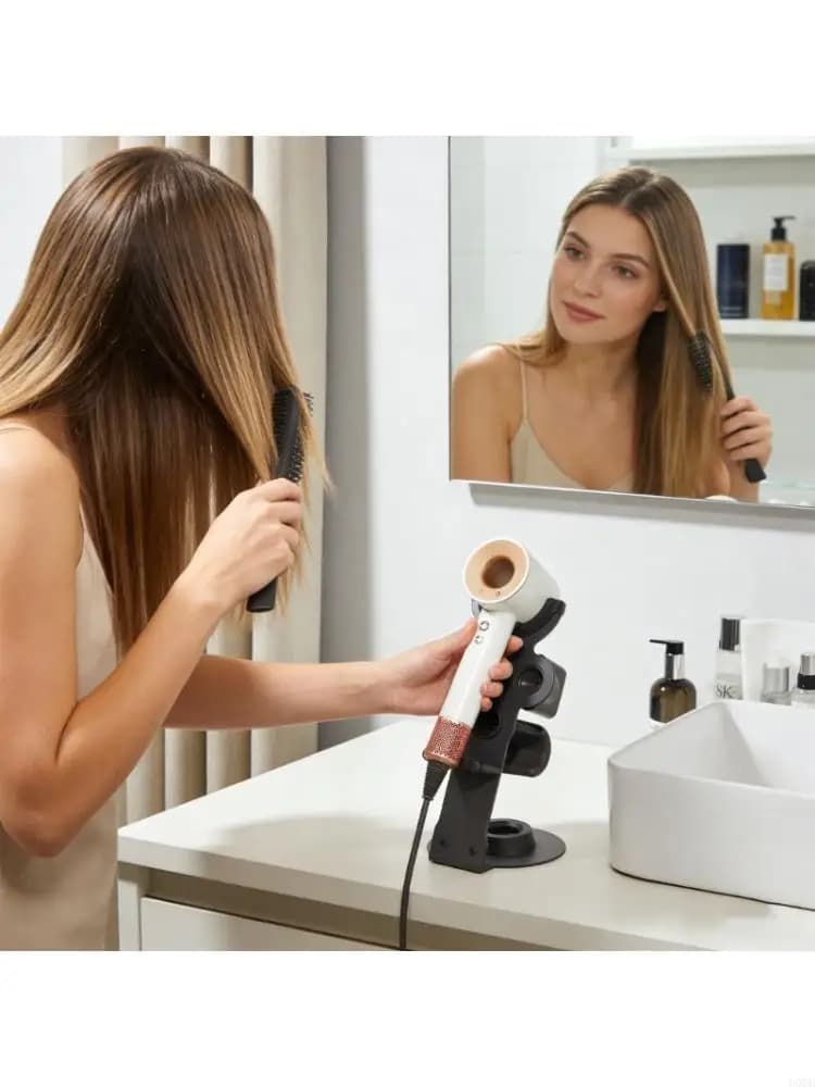 Safe support for hair dryer, non-slip base, strong building iron substance for family