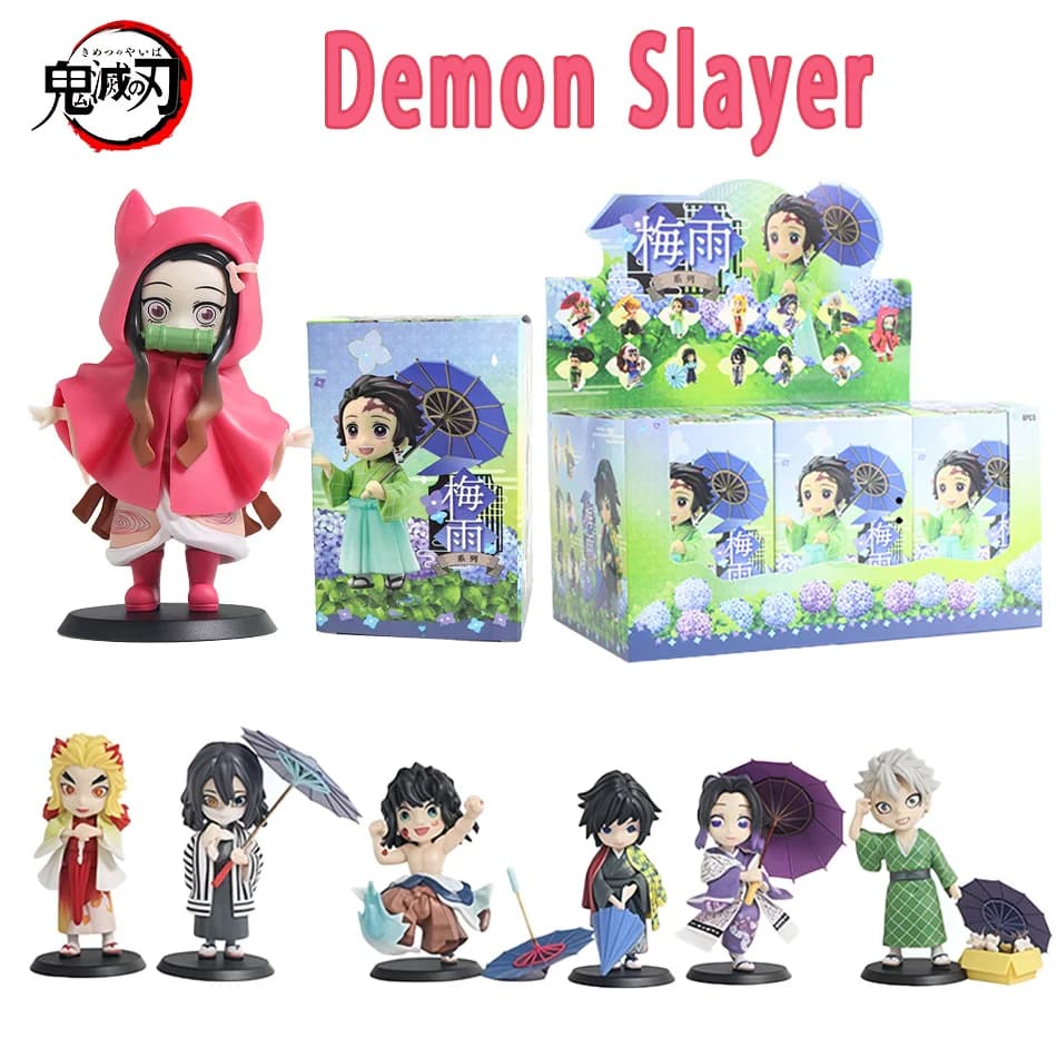 2026 Hot Anime Demon Slayer Serie Plum Rain Blind Box Figure Tanjiro Kamado Nezuko Action Figure Statua Modello Collezione Giocattoli