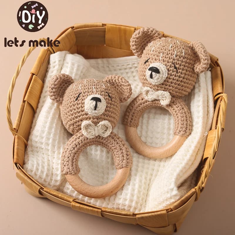 1Pc Del Bambino di Legno Sonaglio Giocattoli di Legno Massaggiagengive Anello Crochet Coniglio Musica Sonagli Succhietto Braccialetto Del Bambino Giocattoli Per Il Regalo Dei Bambini