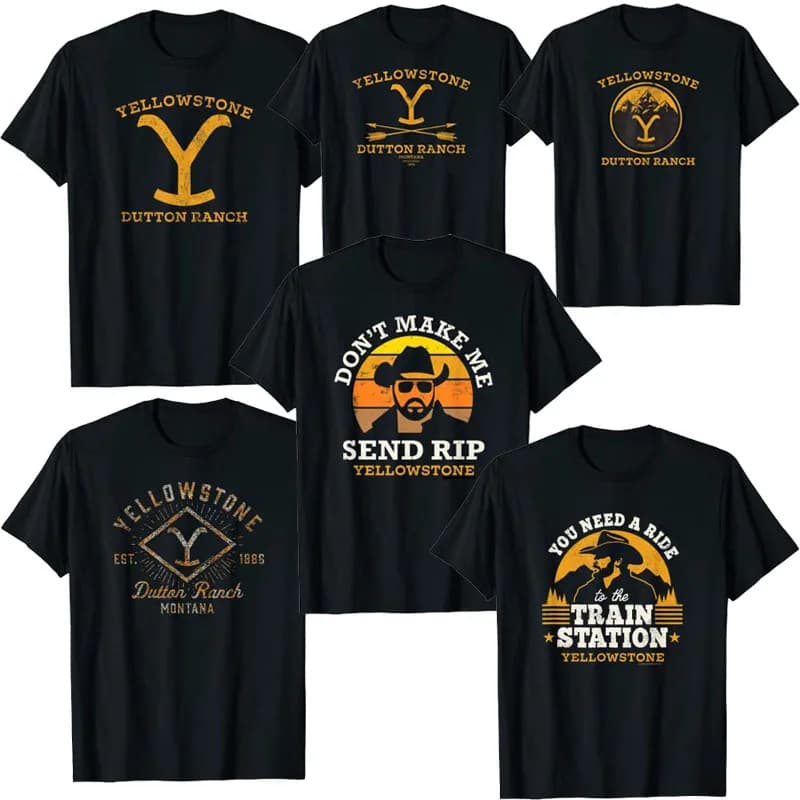 T-shirt Yellowstone Dutton Ranch Arrows Non farmi inviare T-shirt grafiche RIP Hai bisogno di un giro alla stazione ferroviaria