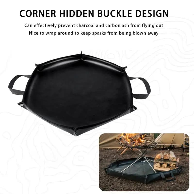 Camping Fire Retardant Mat Foldable Hexagonal Heat Resistant Fire Retardant Mat with Ear Clothes rack for Camping Barbecue
