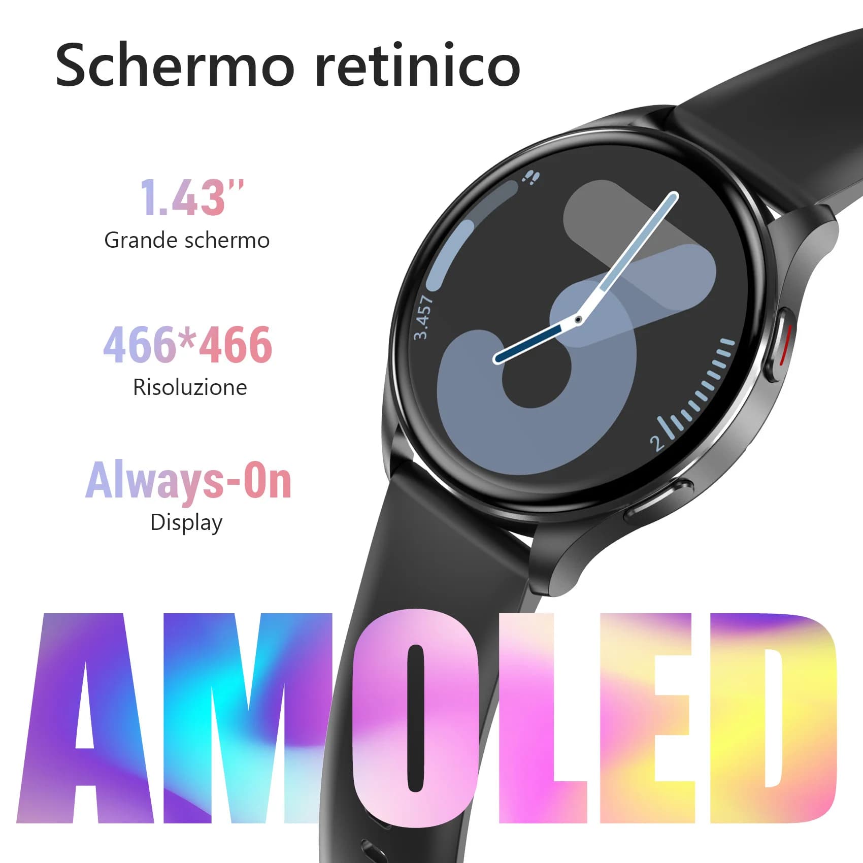 Blackview X20 Smartwatch Orologio con schermo HD da 1,43'' Chiamate Bluetooth Display AMOLED Monitoraggio della salute e del fitness per ISO Android