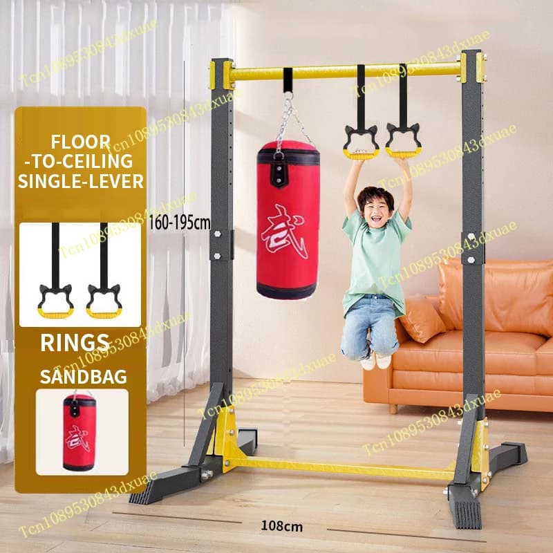 Interior traction device with horizontal bar, free punching, horizontal bar for adult floor, home fitness equipment