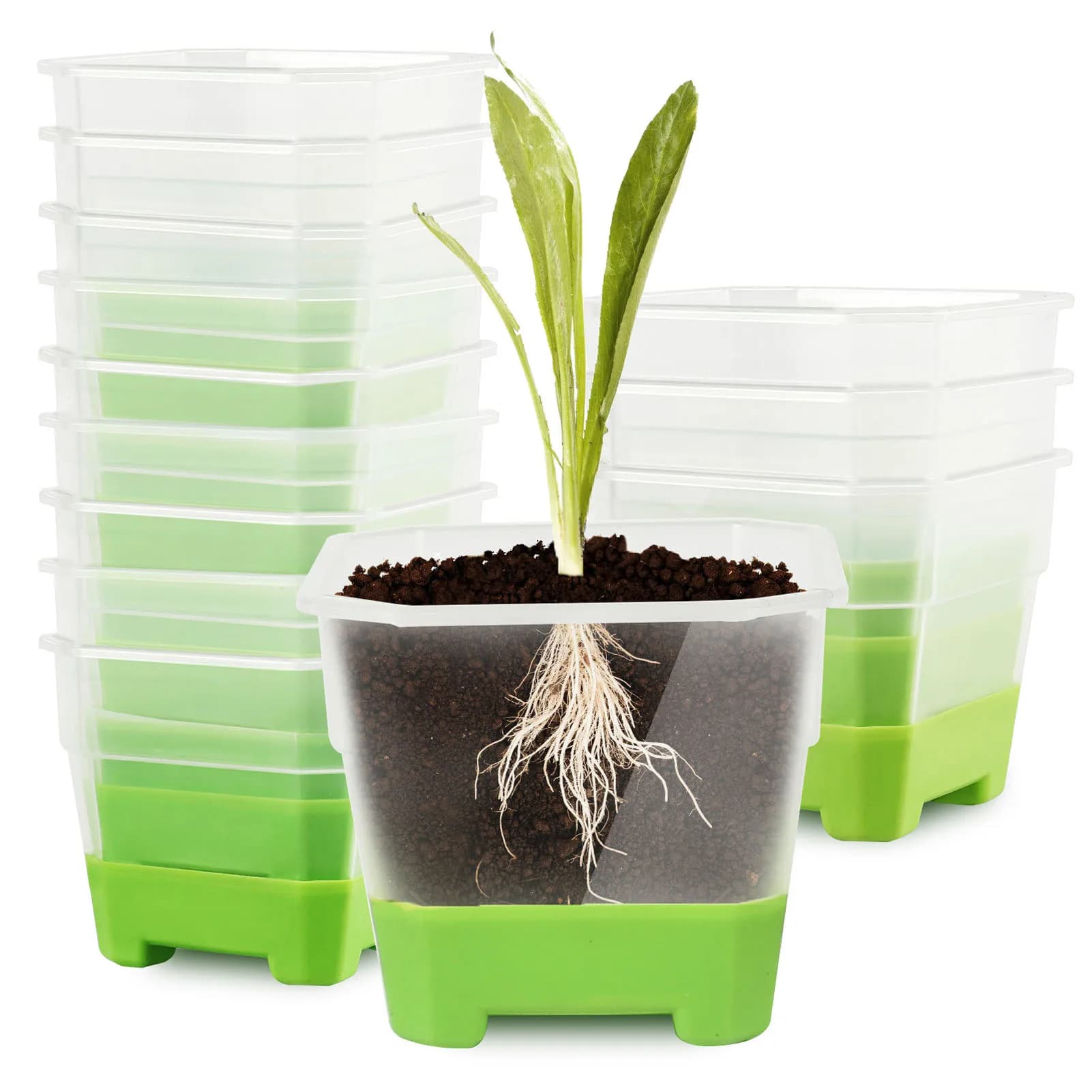 20 pieces of flower pots for plastic silicone square transparent reusable flower seed pot for home garden farm