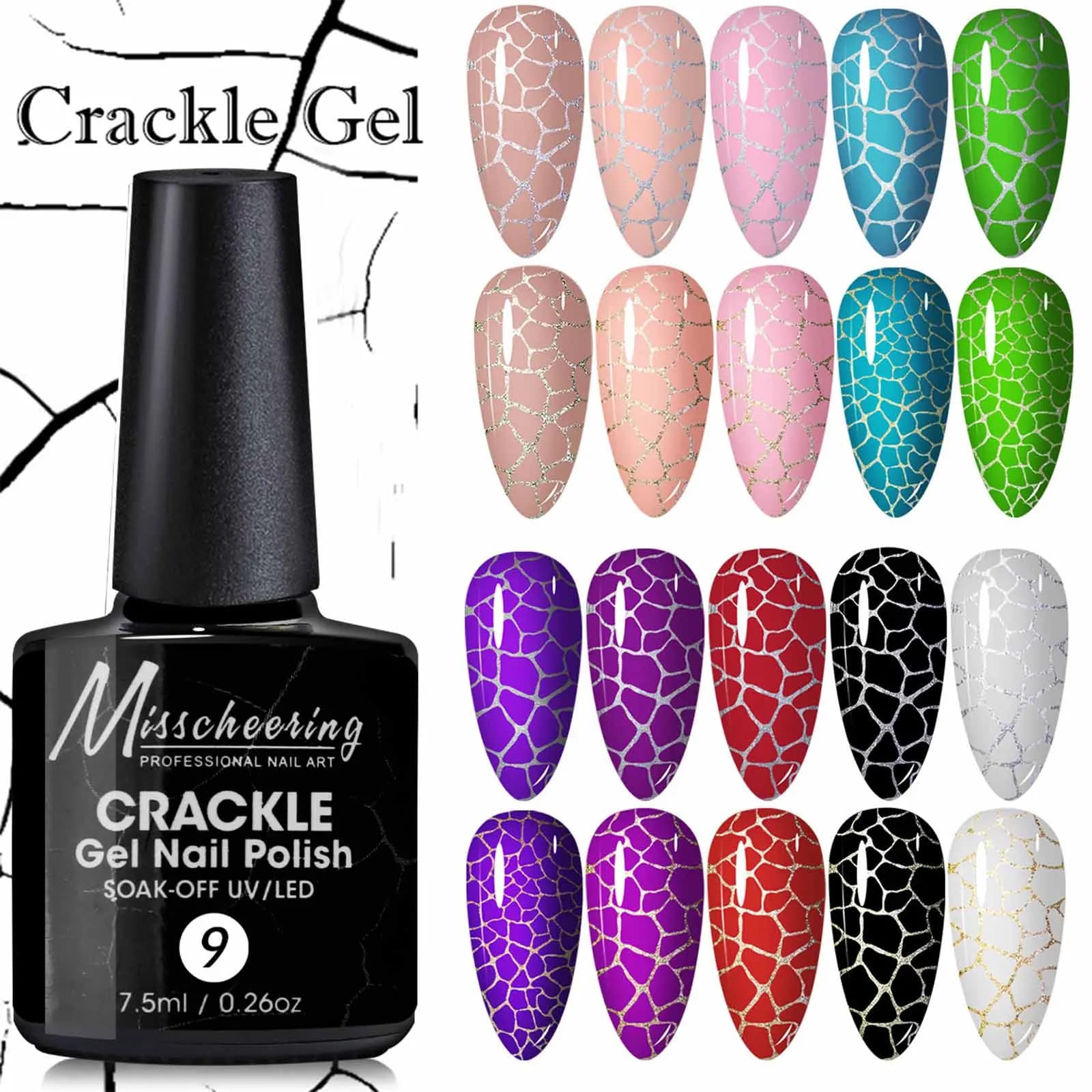 Crackle Gel Texture marmo Effetto crepa Smalto gel UV/LED Semi-permanente Soak-Off Vernice Progettato per Nail Art creativo fai-da-te