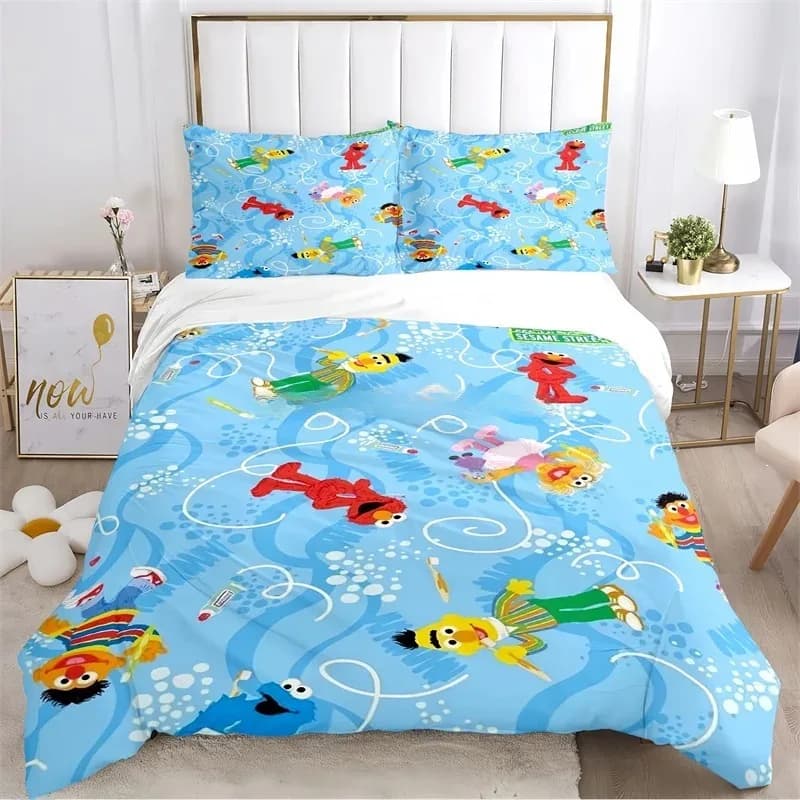 Cartoon Movie Bedding Set S-Seame S-Streets Duvet Cover Pillowcase Boy girl Kids Bedroom Gift Single Double Large Size Gift