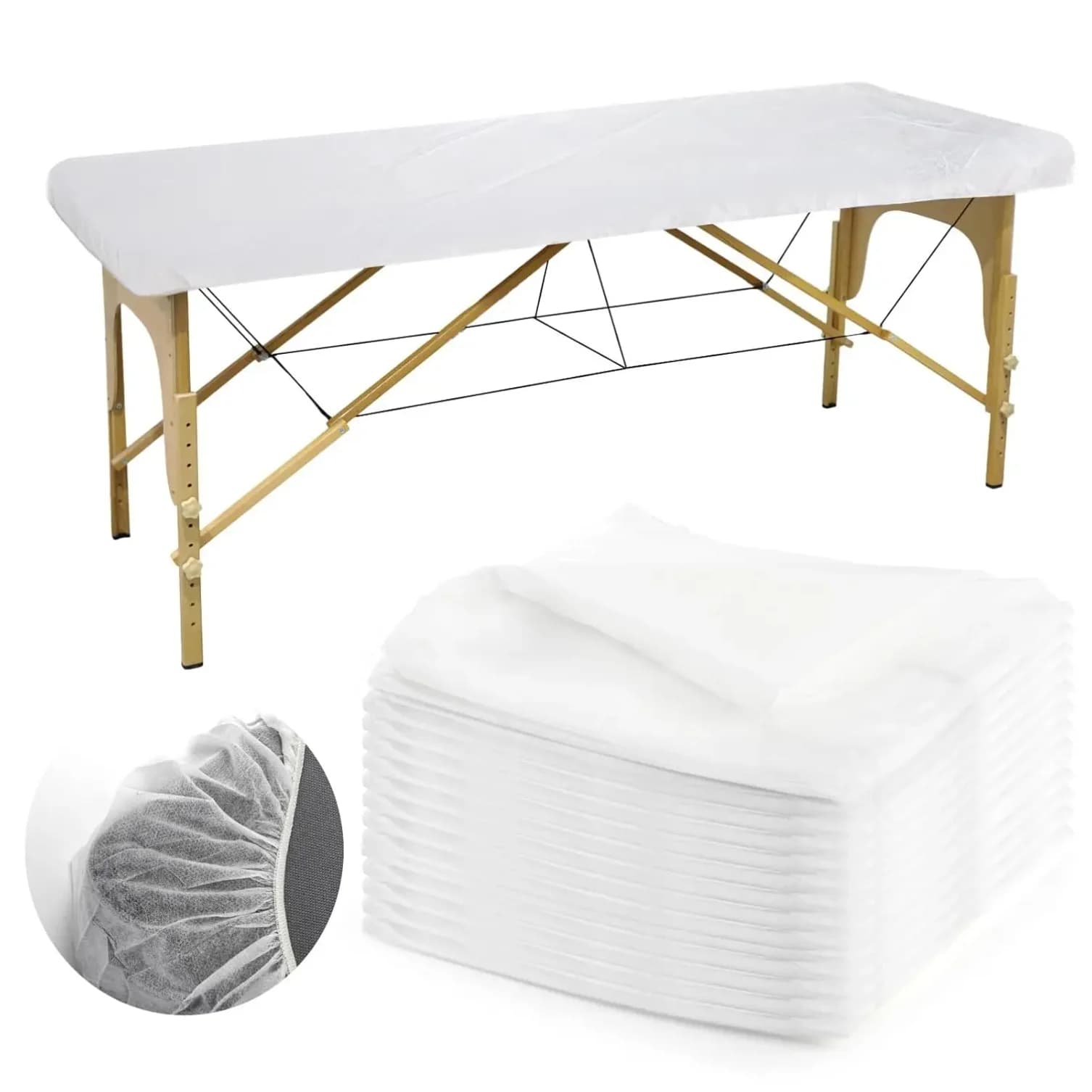 30 Pezzi di Lenzuola Monouso per Lettino da Massaggio, Copriletto Elastico Resistente, Lenzuola Traspiranti per Spa e Salone