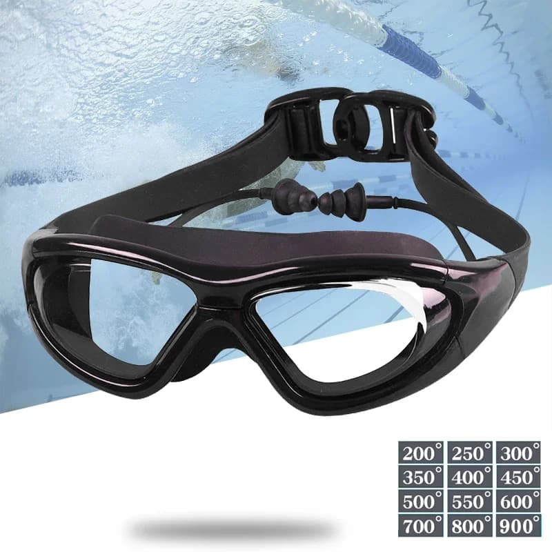 Swimwear for Myopia Earplugs -2,0 to -9,0 View Pool Glasses Anti Fog Man Woman Waterproof Optical Swimming Glasses