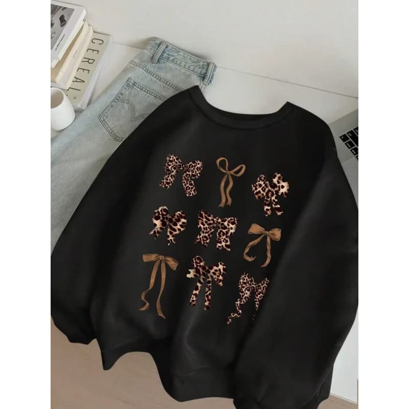 Leopard Print Hoodie Women's Large Size Printed Sweatshirt Cross-Border Style Other Brand Unisex Winter Long Sleeve