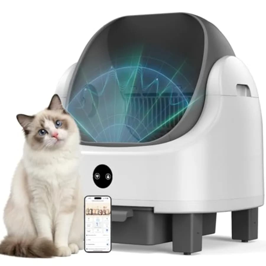 Lettiera Automatica per Gatti Open-Top con Pulizia Automatica e Monitoraggio tramite APP, 96L Extra Large, Grigia, per Gatti Multipli, Anti-Odore