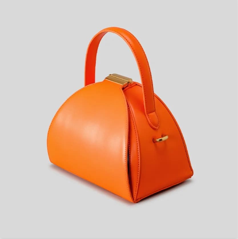 Nuova Borsa a Tracolla da Donna di Design di Nicchia, Mini Borsa a Mano a Clip, Borsa a Tracolla a Forma di Scatola Semicircolare in PU