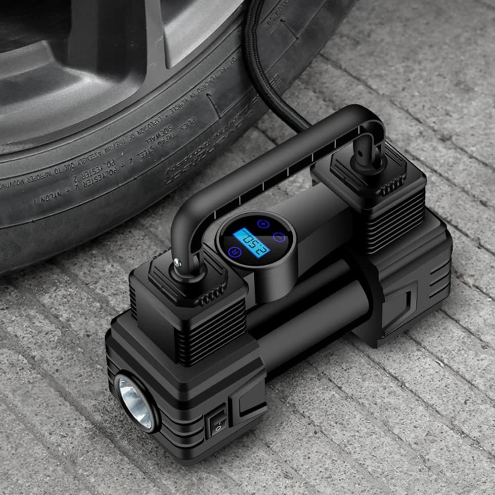 Compressore d'aria elettrico 12V 150 PSI per pneumatici auto con torcia LED di emergenza, gonfiatore per pneumatici auto resistente per tutti i veicoli