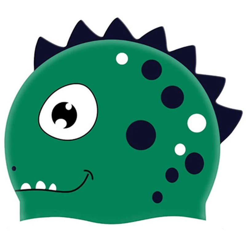 Cuffia da Nuoto in Silicone Impermeabile per Bambini, Cappello da Bagno per Ragazzi e Ragazze, Divertente per Piscina e Spiaggia, con Simpatico Design Dinosauro