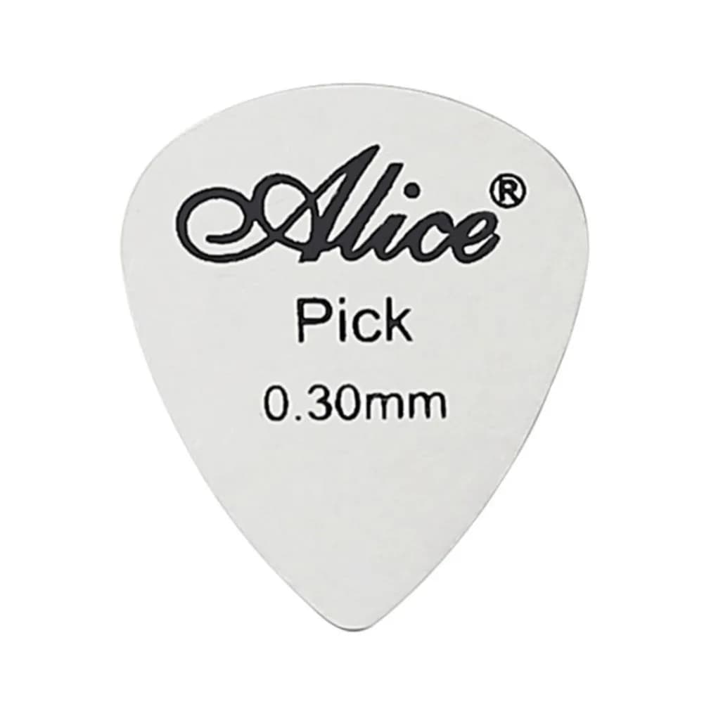 Plettri per chitarra Alice in acciaio argentato, spessi 0,3 mm, set da 6, perfetti per un suono veloce e preciso