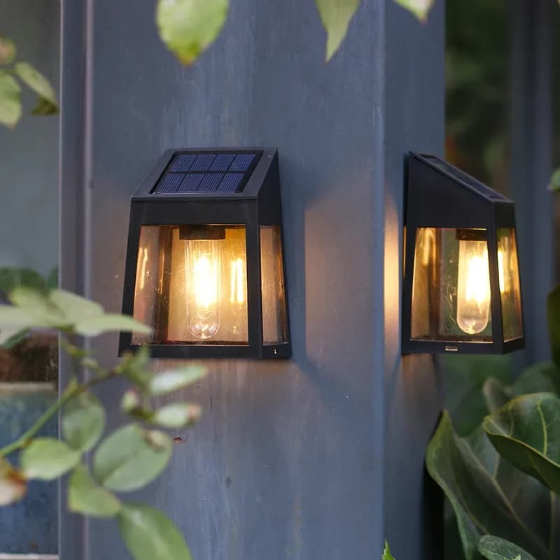Lampada da parete solare per esterni, impermeabile, luce solare, percorso, recinzione, lampada da cortile, rondella da parete luminosa, decorazione da giardino, lampadina al tungsteno