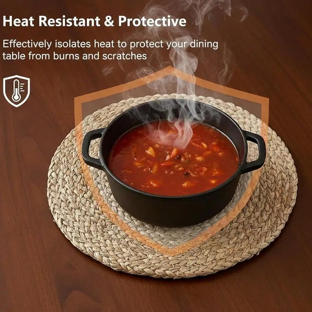 Tovagliette Rotonde in Rattan da 12 Pollici, Sottopiatti in Vimini Resistenti al Calore, Tovagliette in Rattan Lavabili, Tappetini da Tavola Intrecciati Rustici