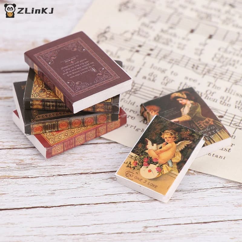 ▶ 6 pezzi/set 1/12 Modellino di libro in miniatura per casa delle bambole, decorazione per mobili di casa delle bambole