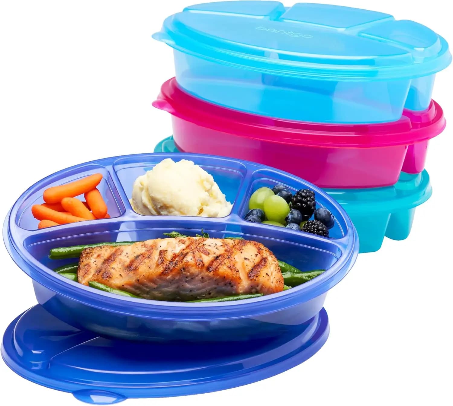 4-Compartment Oval Meal Prep Containers 8-Piece Set with Lids, BPA-Free Reusable Bento Boxes for Lunch, Snacks, Stackable & Dishwasher Safe