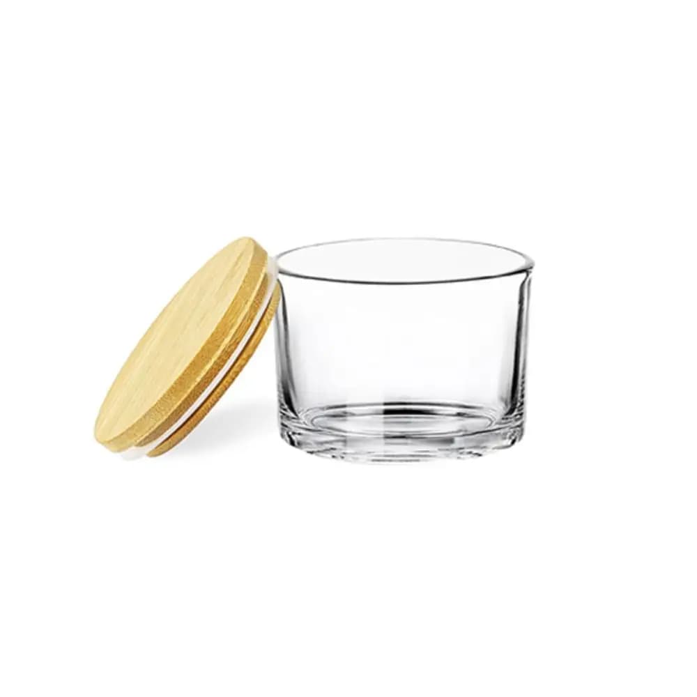 Barattoli per candele in vetro trasparente Contenitori per candele vuoti a bocca larga piccola Artigianato in vetro Vassoio per aromaterapia in vetro trasparente