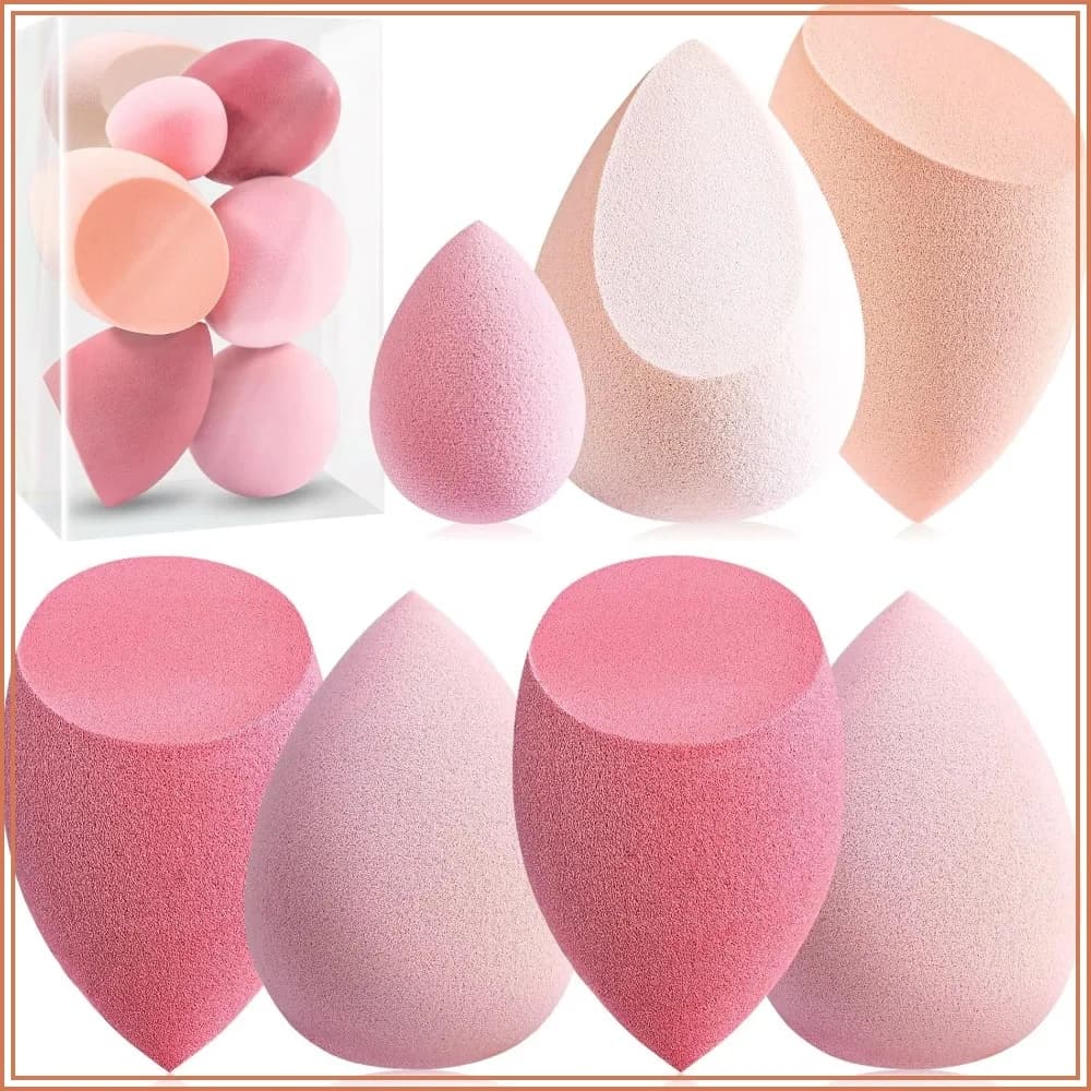 Set di 7 Spugne per Trucco - Senza Lattice, Multicolore, per Prodotti Liquidi, Cremosi e in Polvere