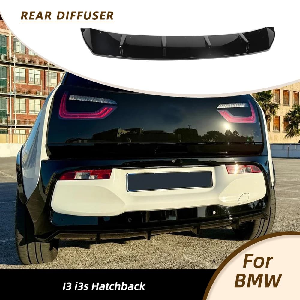 Car Rear Bumper Diffuser for BMW i3 i3s Hatchback 2018-2020 Car Rear Bumper Diffuser Chin Spoiler Rear Body Kits FRP Gloss Black