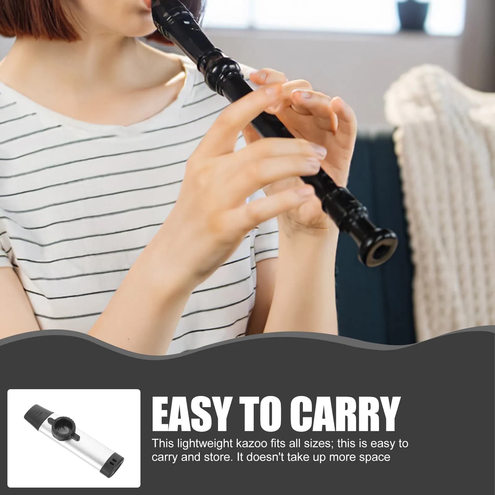 Set di 1 Kazoo in Metallo Professionale, Durevole e Leggero, Facile da Suonare, Portatile per Chitarra, Ukulele e Uso Domestico
