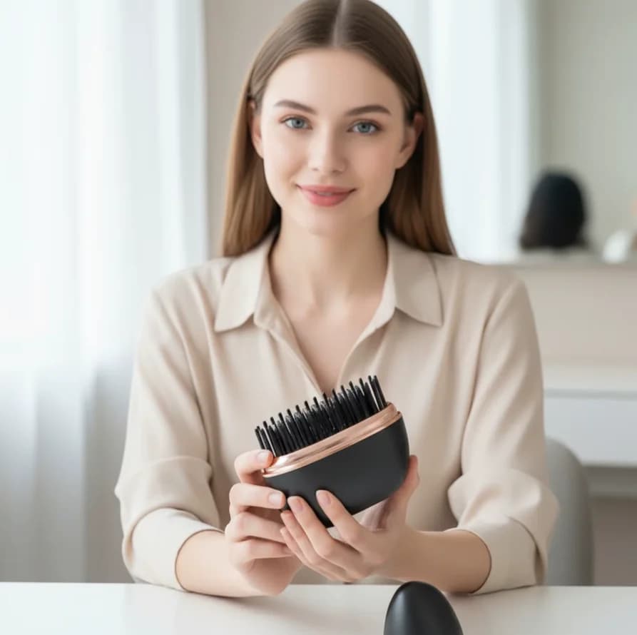 Hair comb with wireless charging, professional tool for smoothing and hairstyle, for home use, volumizing device for long hair.