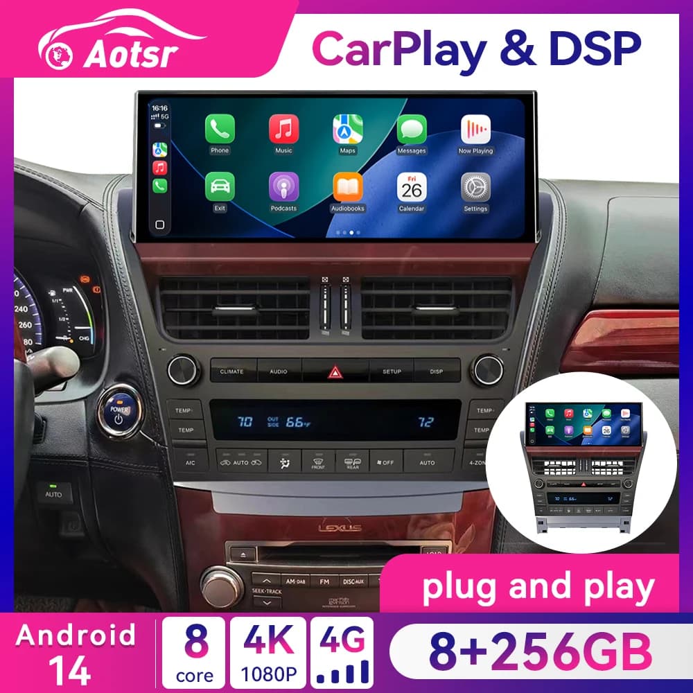 12.3" Screen Android 14 For Lexus LS460 LS600 2006-2012 Car Multimedia Player Auto GPS Navi Stereo Head Unit With WIFI Carplay