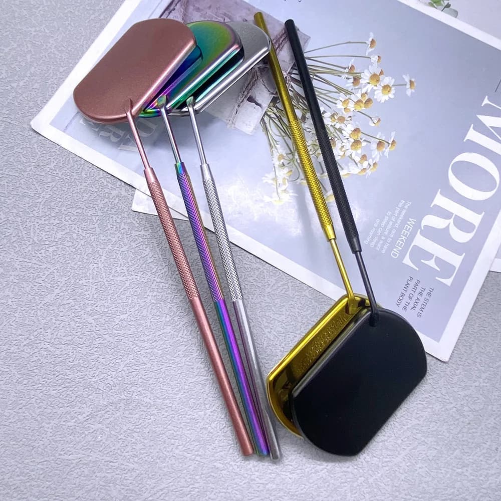 1pc multi color mirror for fake eyelashes extension eyelashes tools for grafting mirror with long beauty handle with stainless steel enlargement