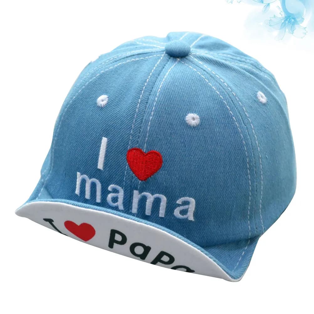 1Pcs Childrens Sun Protection Hat Cotton Summer Cap Light Blue Fashion Strawberry Sequins Pattern Beach Holiday Fishing Daily
