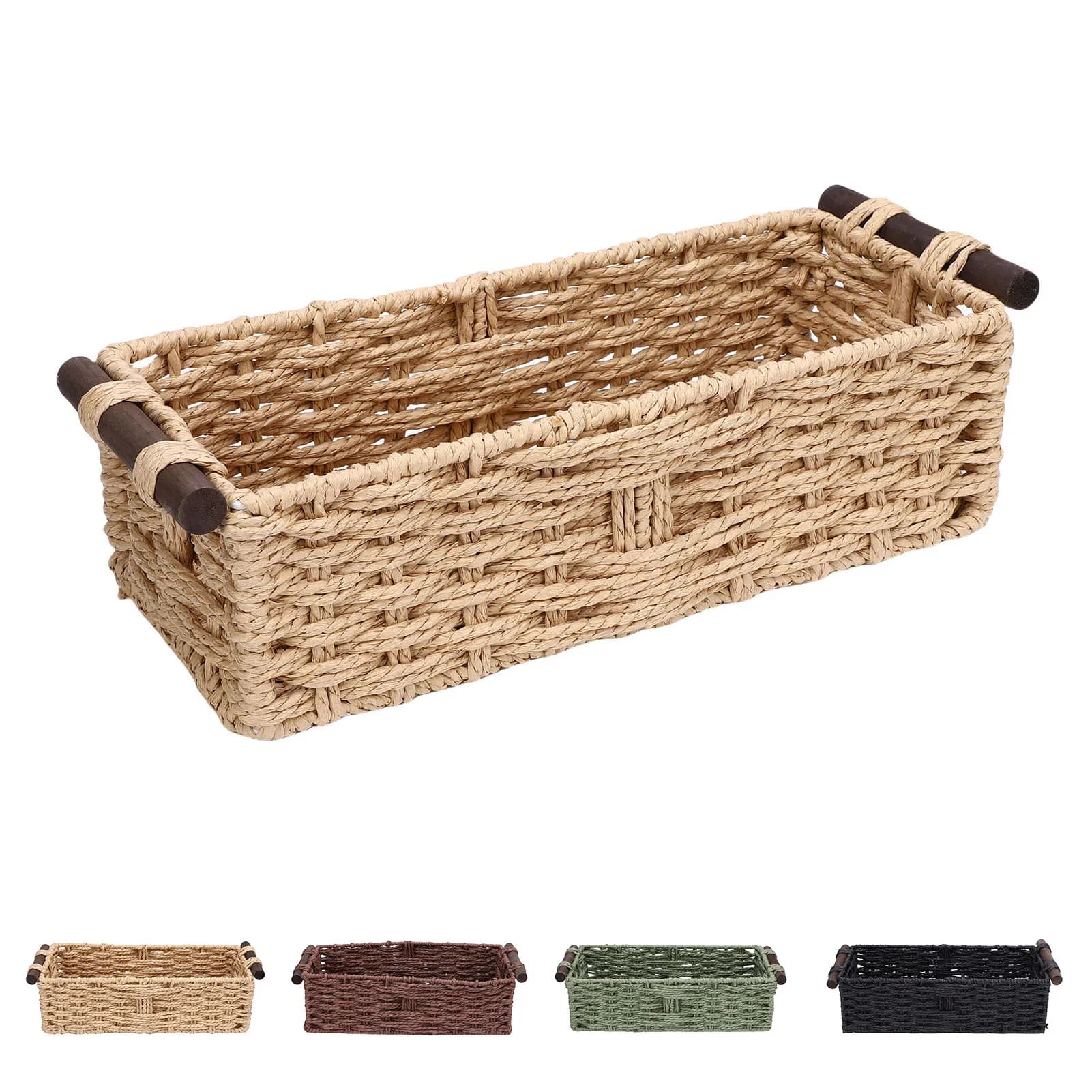 Toilet Paper Basket Handmade Decorative Basket for Cabinet Trash for Organizer Traction Wooden Frames Portable Countertop Card Board