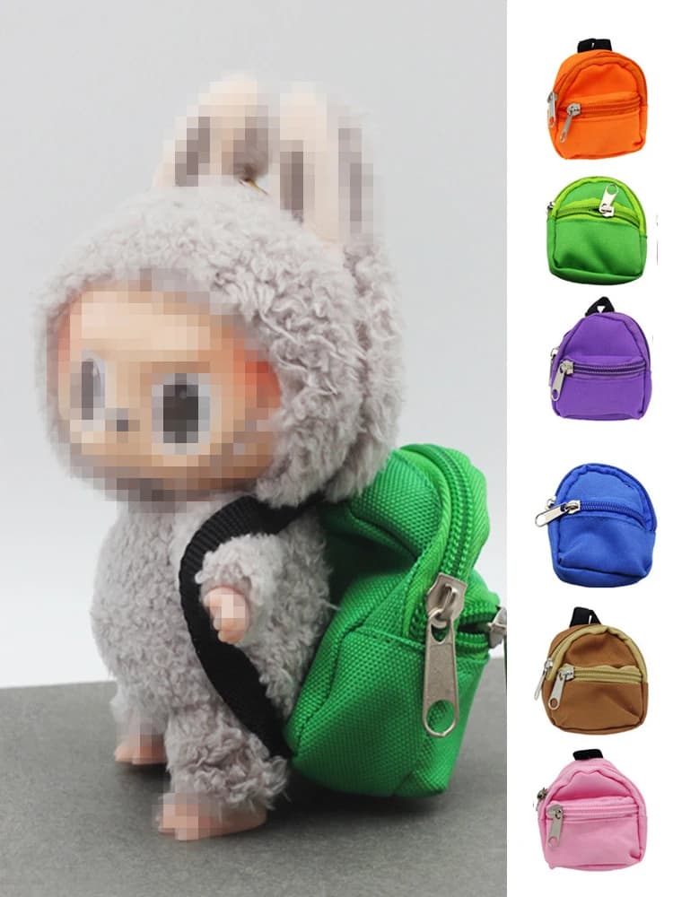 Canvas Backpack Doll Bag for similar 15-20cm Labubu Plush Doll Macaron Barbies Blythes 1/6 1/8 1/12 BJD Collectible Storage bag