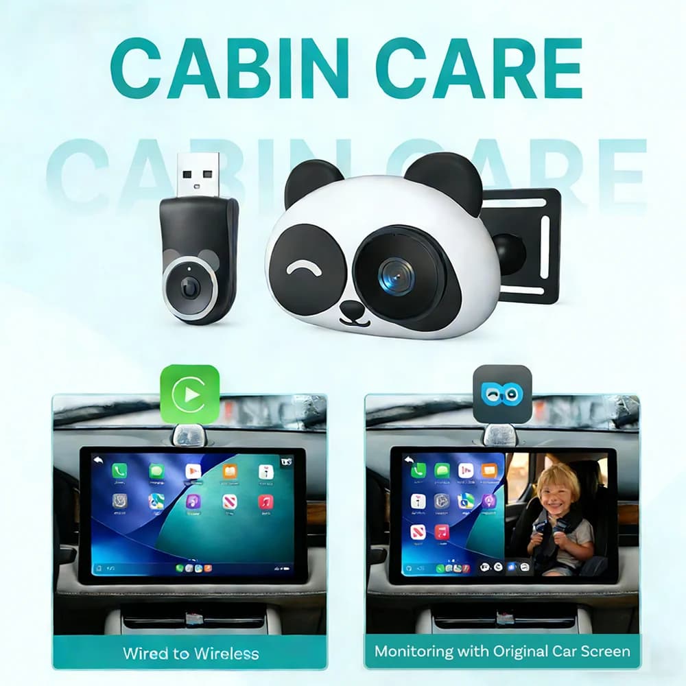 Nuovo Adattatore Wireless CarPlay 2026 per Monitoraggio Bambini in Auto, Telecamera 1080P HD 150° ° Monitor per Sedile Posteriore con Visione Notturna Grandangolare per il 98% delle Auto