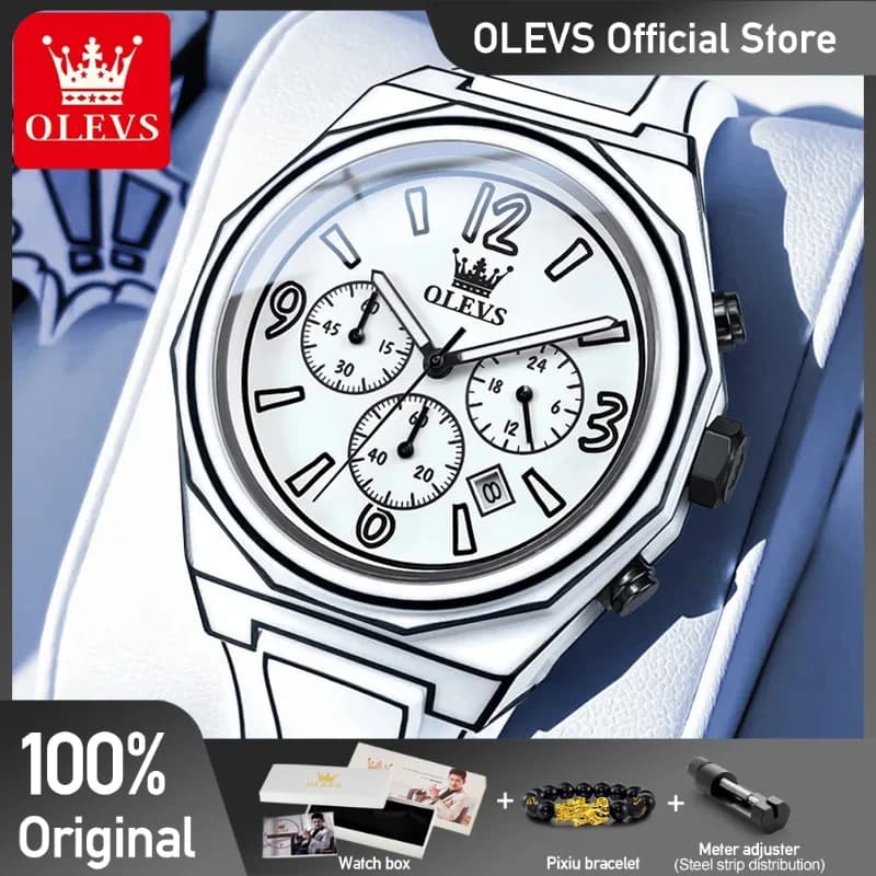 OLEVS 5622 Orologio da uomo Orologio al quarzo con cinturino in silicone stile Manga originale alla moda Cronografo multifunzionale luminoso impermeabile