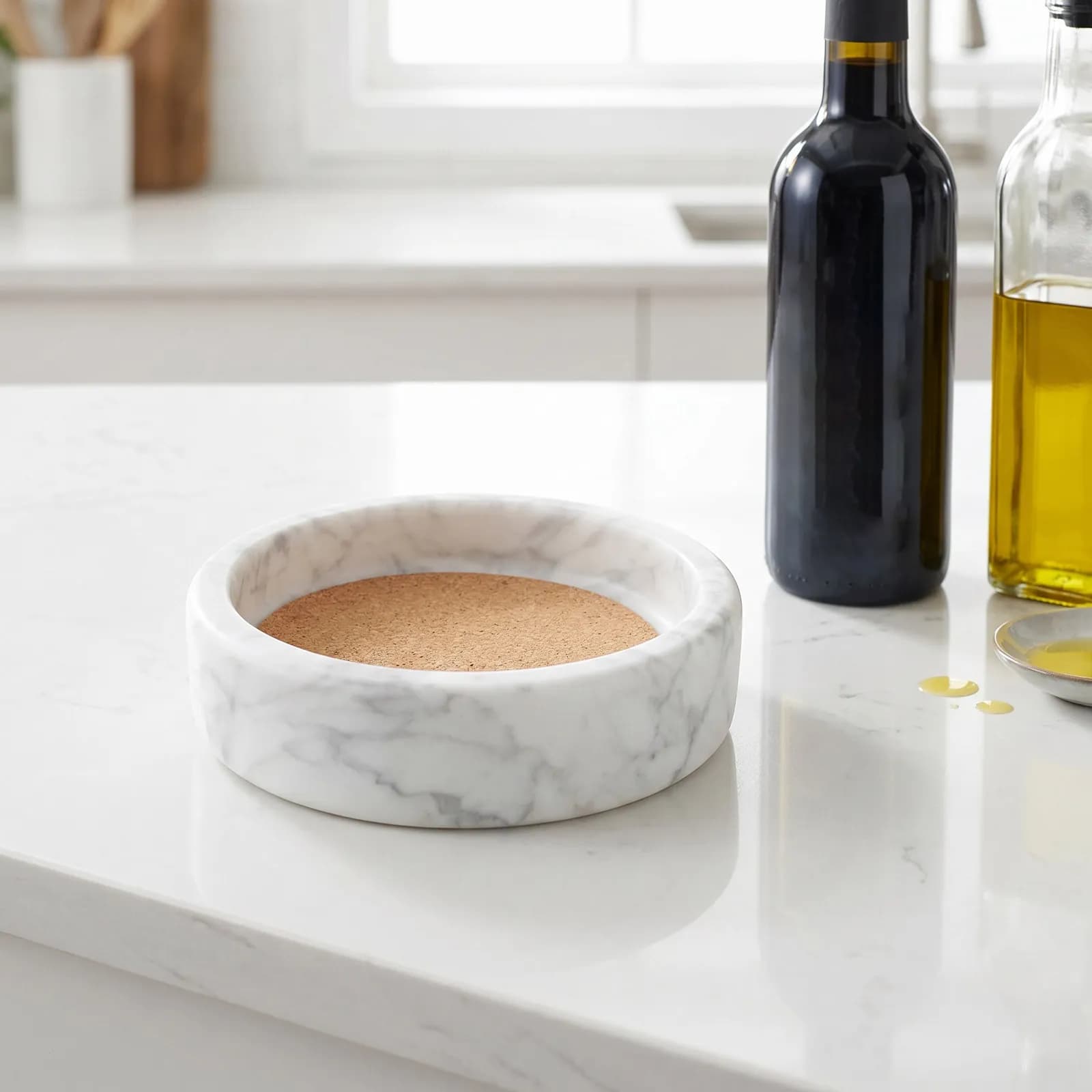 Wine Bottle Coaster Pad Marble Pattern Elegant Non Slip Drink Bottle Base Mat Reusable Table Protector for Beer Wine Glass